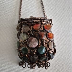 Vintage 1970's Sajai Metal Coin Purse Necklace
